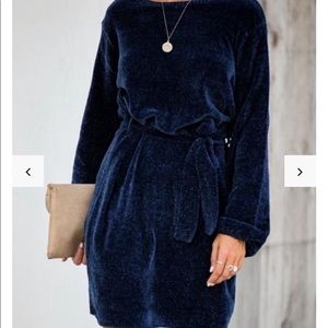 Navy Chenille Sweater Dress